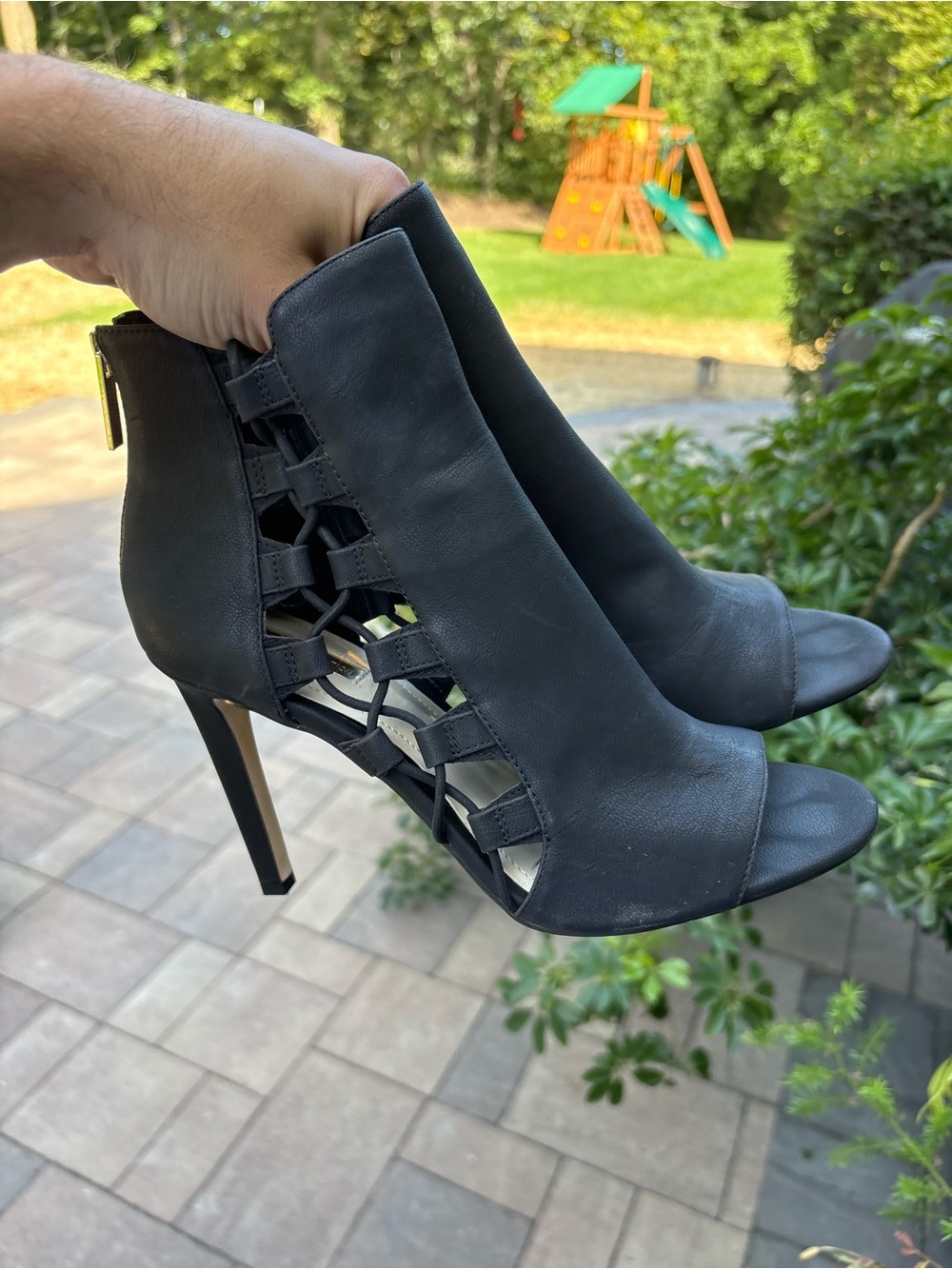 Black lace up heels - 8.5